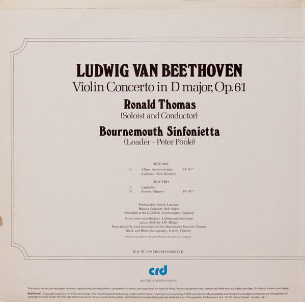 Ronald Thomas - beethoven Violin Concerto In D Major, Op.61 - Lp
