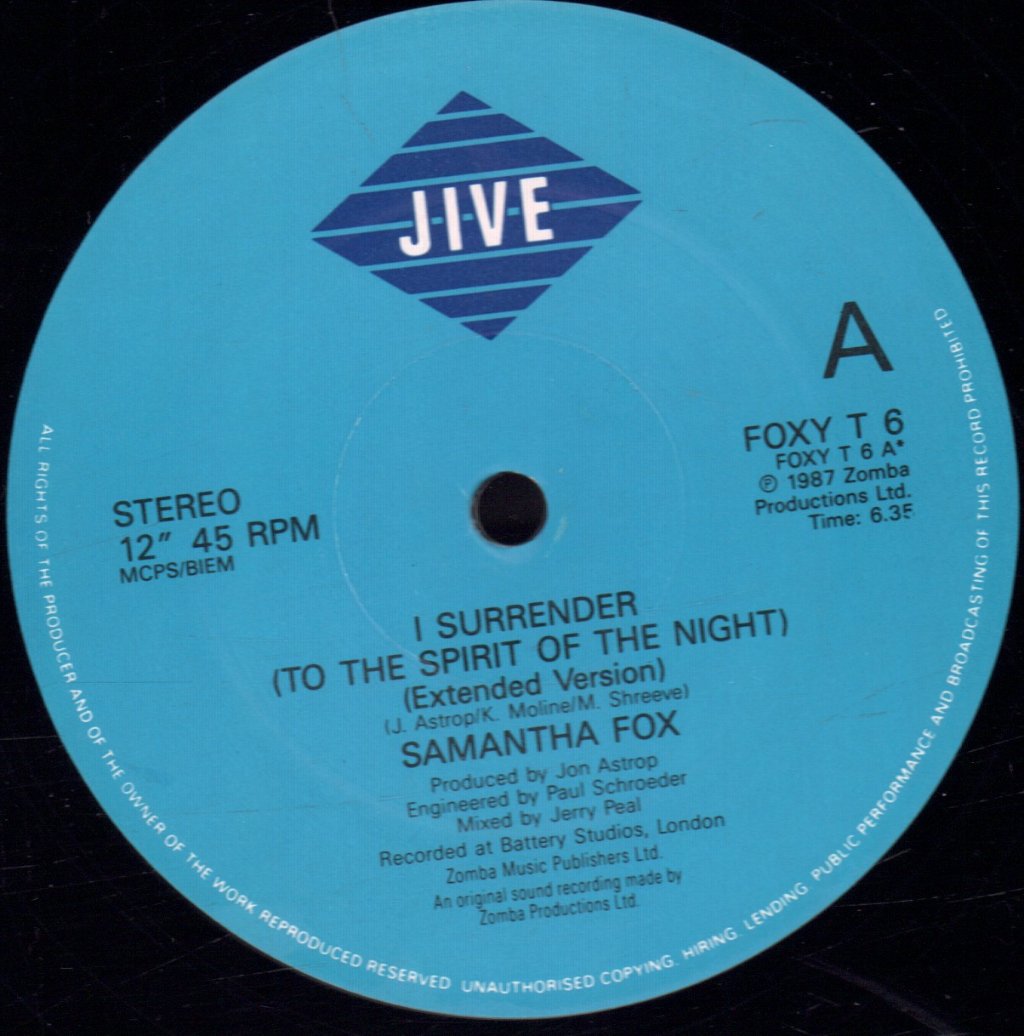 Samantha Fox - I Surrender - 12 Inch