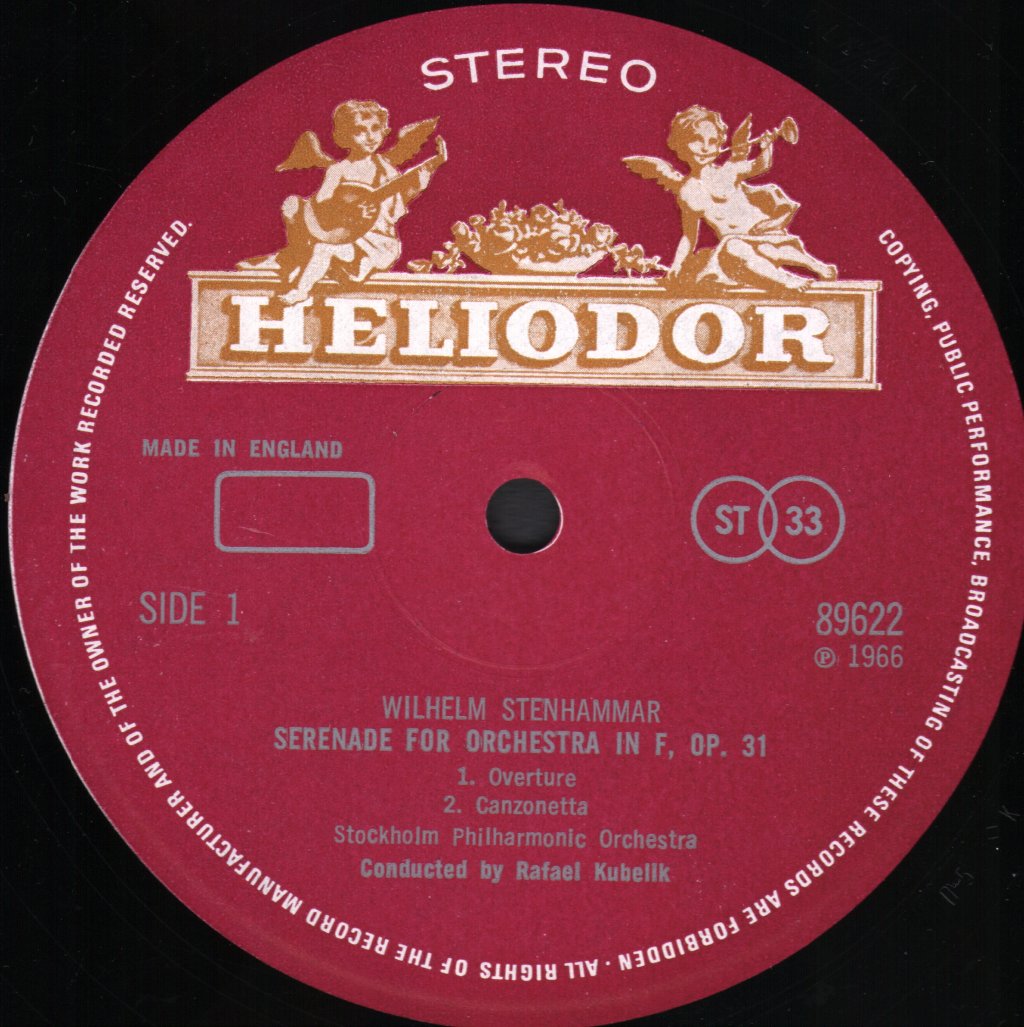 Stockholm Philharmonic Orchestra / Rafael Kubelik - Stenhammar - Serenade In F For Orchestra - Lp