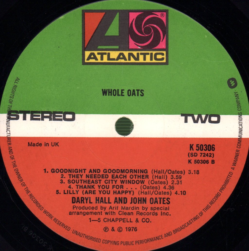 Daryl Hall And John Oates - Whole Oats - Lp
