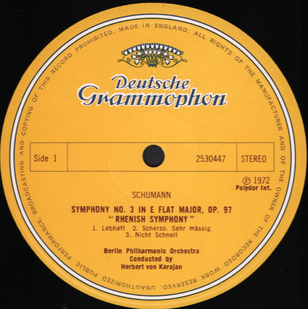 Herbert Von Karajan / Berliner Philharmoniker - Robert Schumann - Symphonie Nr.3 "Rheinische" "Rhenish" - Lp