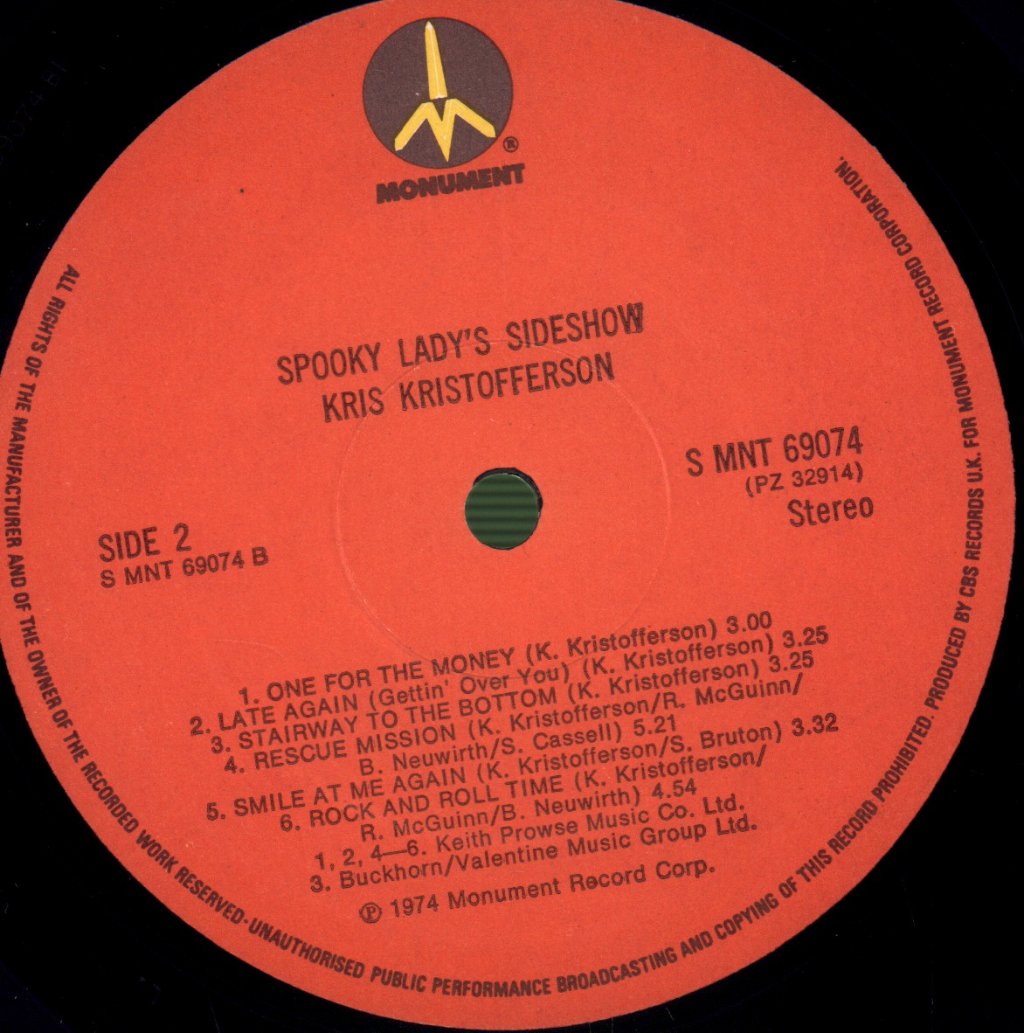 Kris Kristofferson - Spooky Lady's Sideshow - Lp