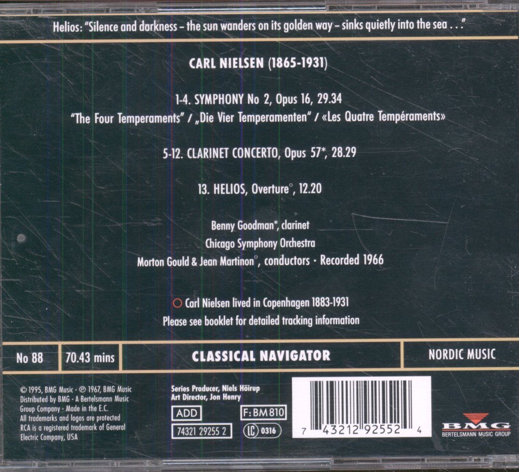 Benny Goodman, Morton Gould, Chicago Symphony Orchestra - Carl Nielsen - Symphony No. 2 / Clarinet Concerto - Cd
