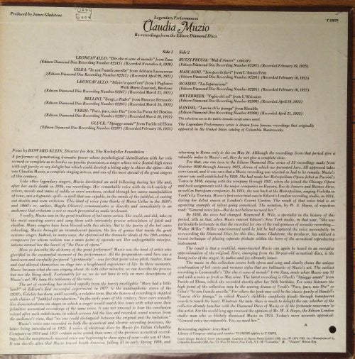 Claudia Muzio - Arias From La Forza Del Destino / I Pagliacci / Zaza / L'Amico Fritz - Lp