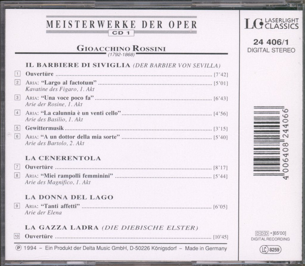 Various Artists - Gioacchino Rossini - Meisterwerke Der Oper - La Cenerentola, Der Barbier Von Sevilla - Cd