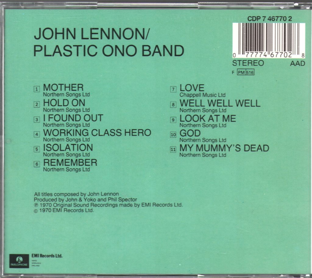 John Lennon - John Lennon / Plastic Ono Band - Cd