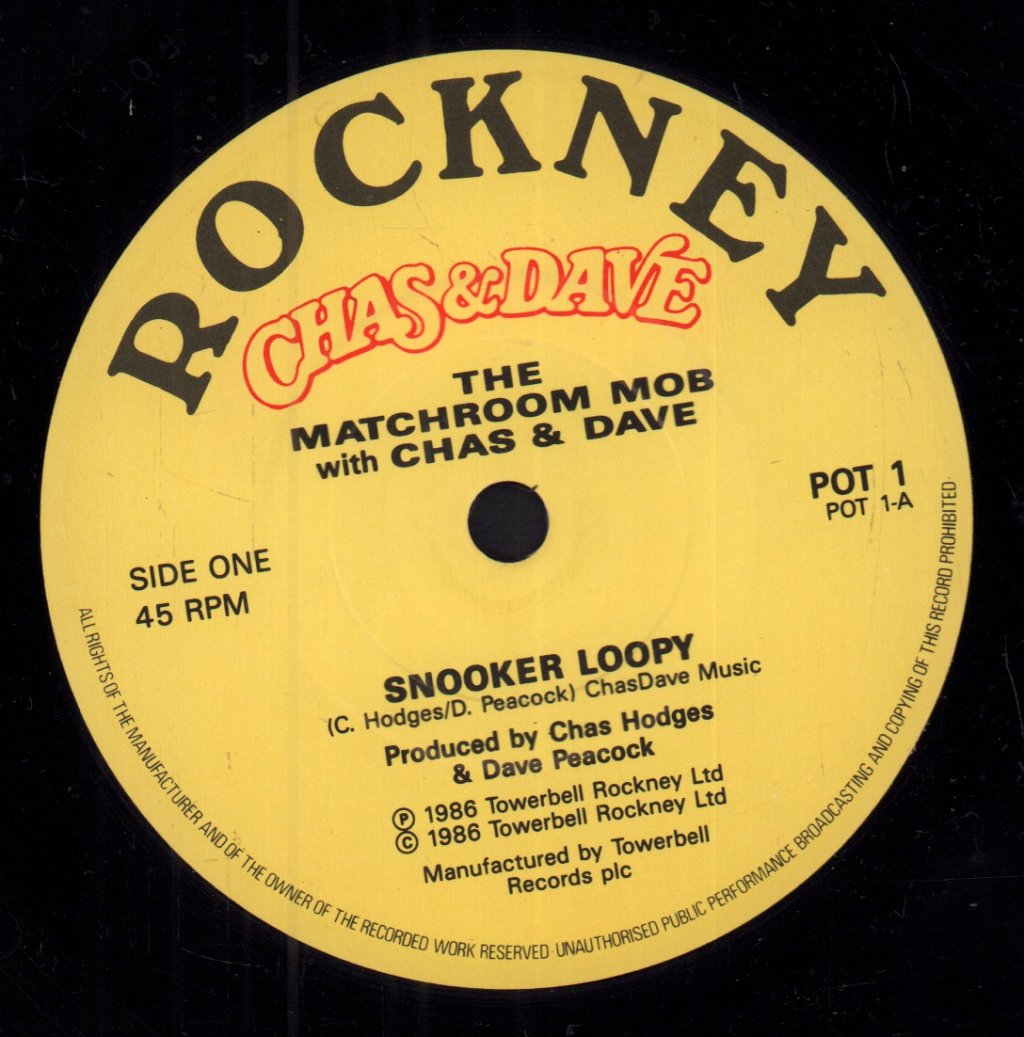 7インチ V/Vm Snooker Loopy Test Records Matchroom Mob With Chas And Dave - Snooker Loopy - 7 Inch