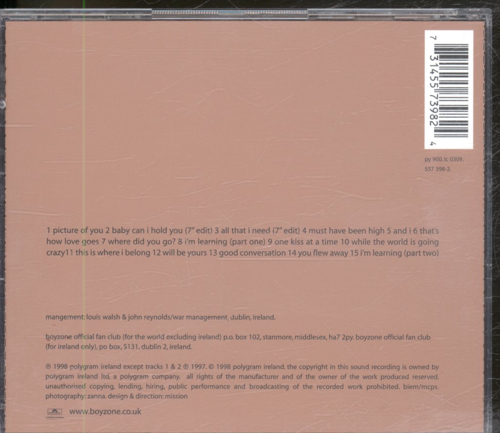 Boyzone (Boy Band) - Where We Belong - Cd