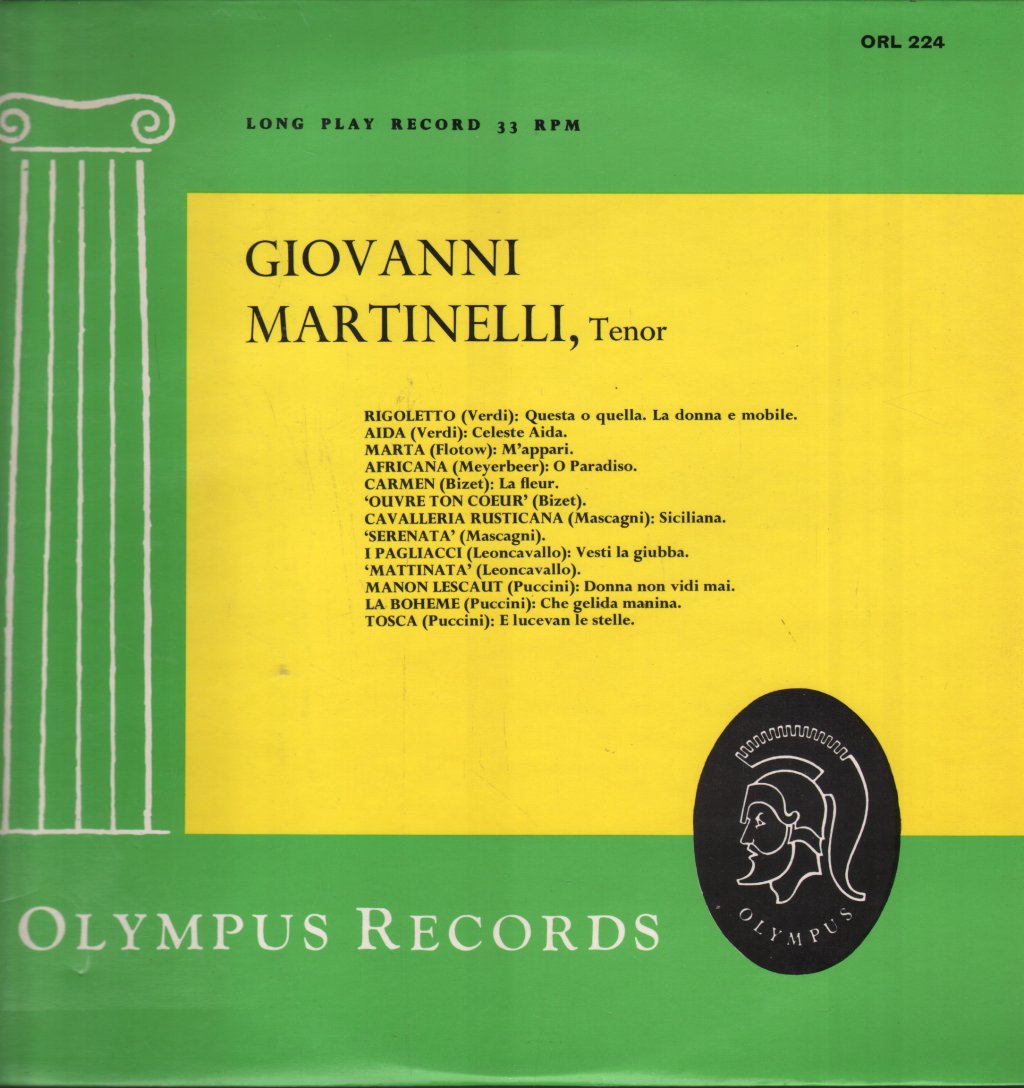 Giovanni Martinelli - Giovanni Martinelli, Tenor - Lp