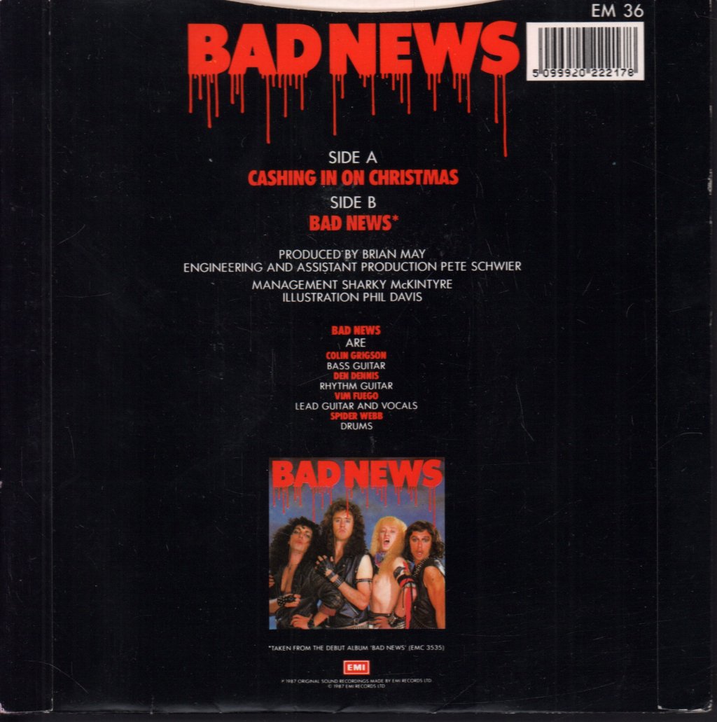 Bad News (Young Ones Metal Group) - Cashing In On Christmas - 7 Inch
