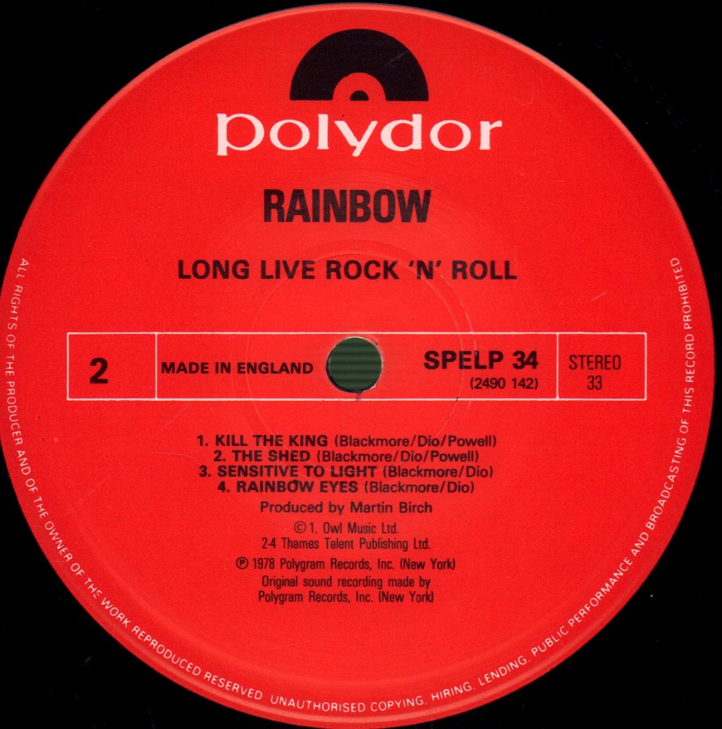 Rainbow - Long Live Rock 'N' Roll - Lp
