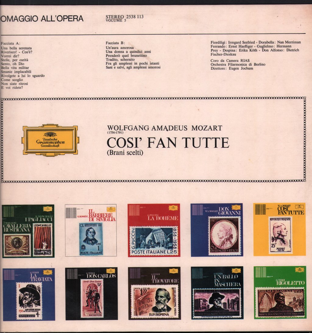 Coro da Camera RIAS / Orchestra Filarmonica di Berlino / Eugen Jochum - W.A. Mozart - Così fan tutte - Lp