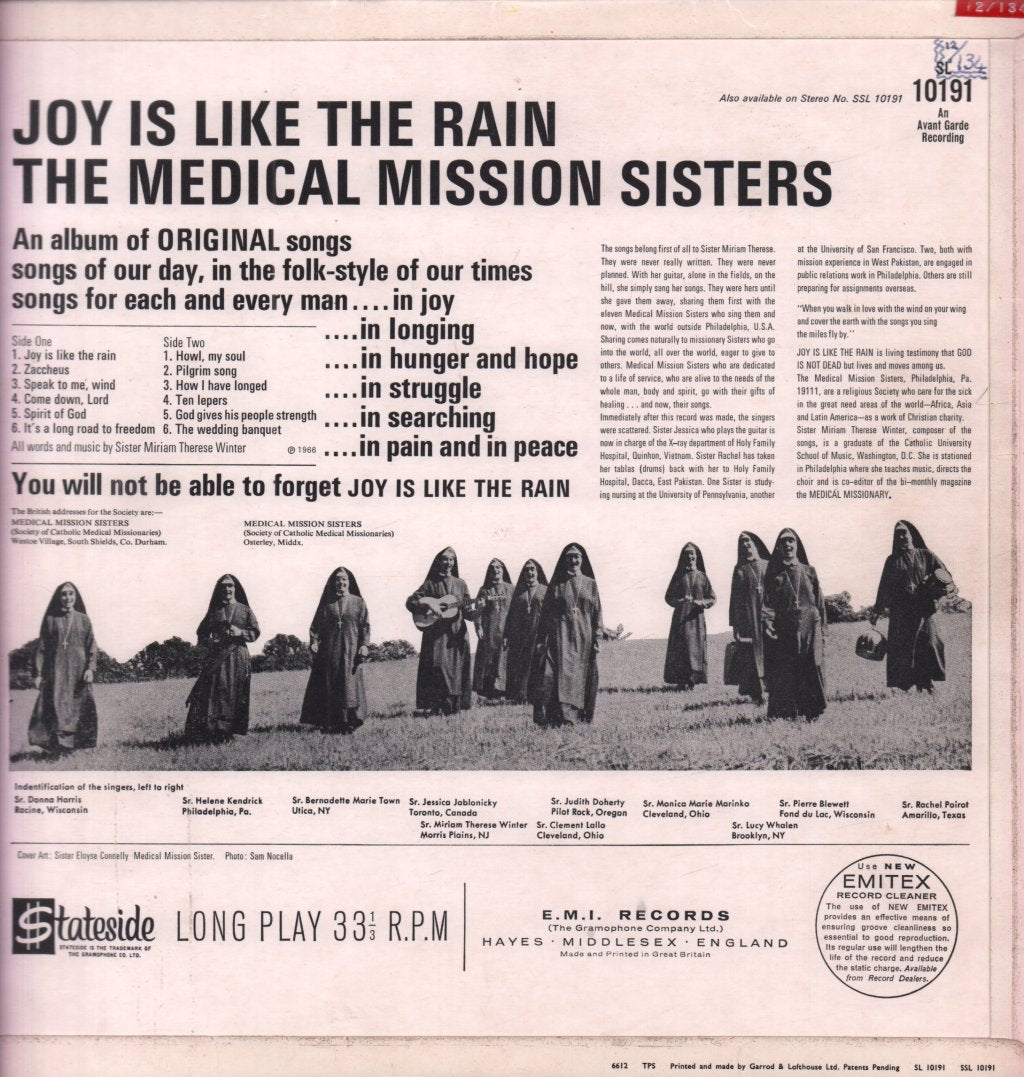 Medical Mission Sisters - Joy Is Like The Rain - Lp