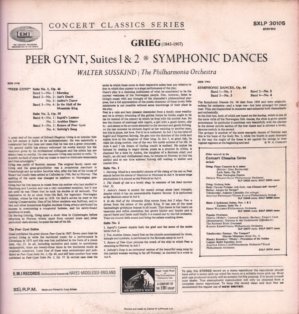 Philharmonia Orchestra - Grieg Peer Gynt Symphonic Dances - Lp