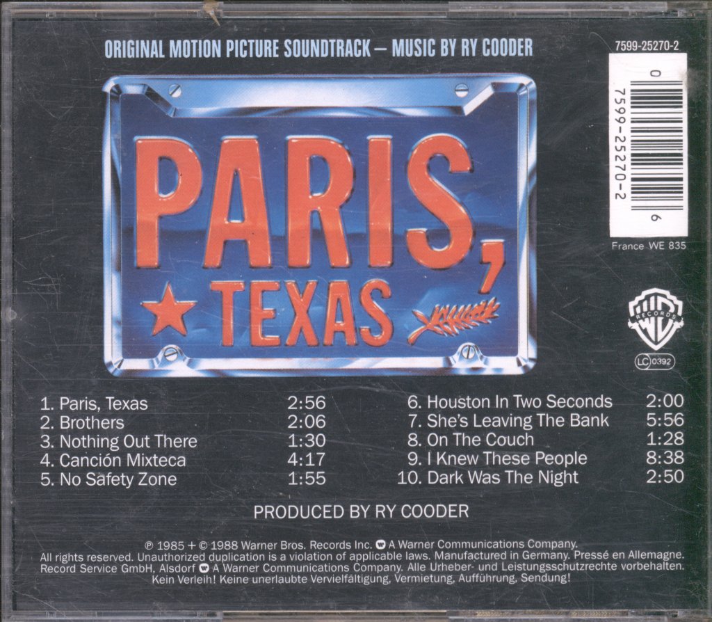 Ry Cooder - Paris, Texas (Original Motion Picture Soundtrack) - Cd