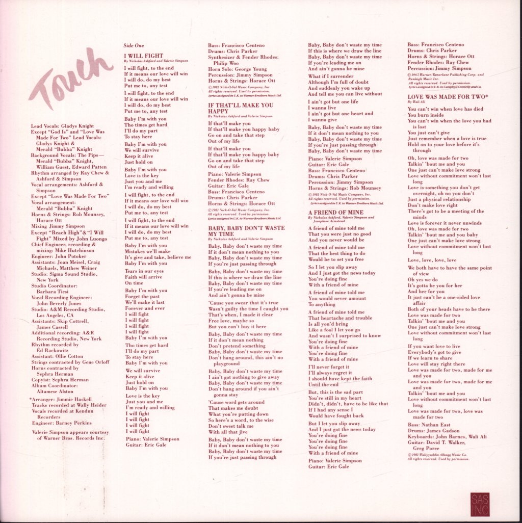 Gladys Knight And The Pips - Touch - Lp