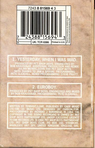 Pet Shop Boys - Yesterday, When I Was Mad - Cassette