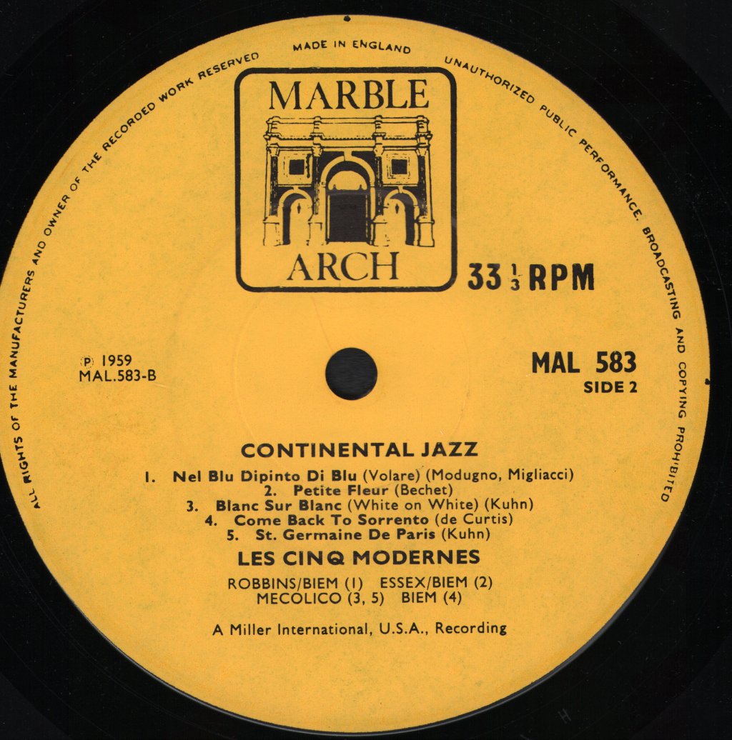 Les Cinq Modernes - Continental Jazz - Lp
