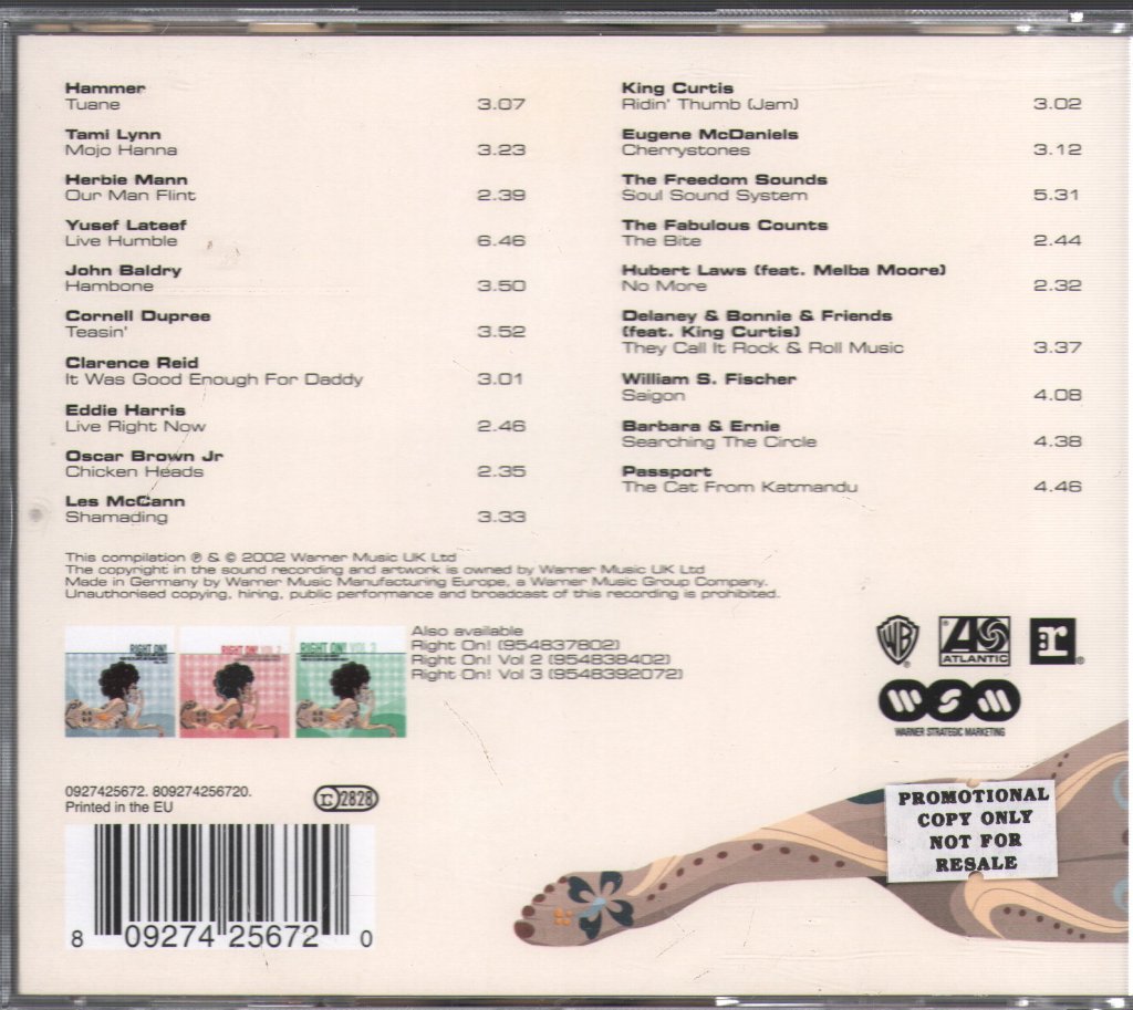 Various Artists - Right On! Vol 4 (More Break Beats And Grooves From The Atlantic And Warner Vaults) - Cd