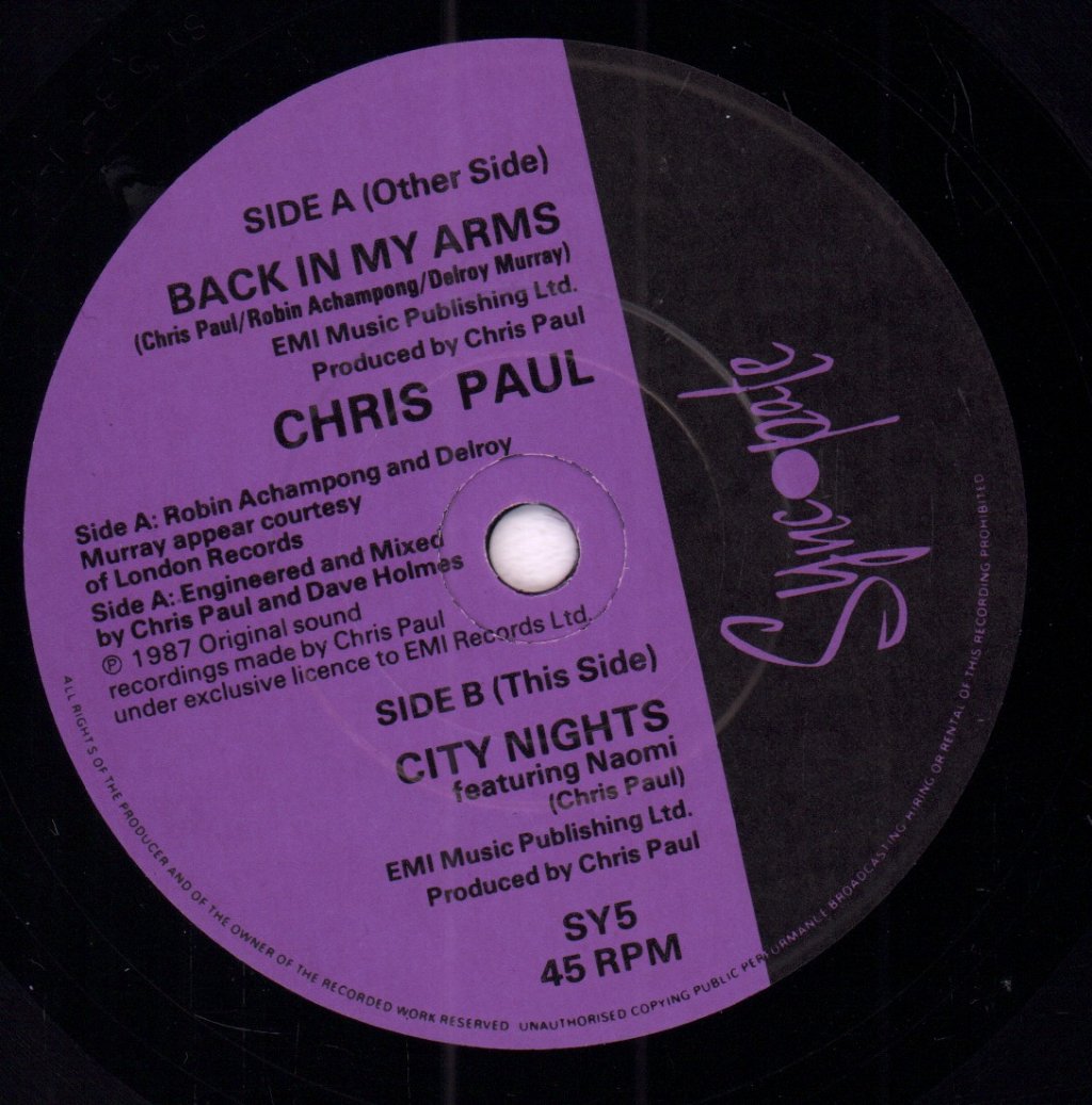 Chris Paul - Back In My Arms - 7 Inch