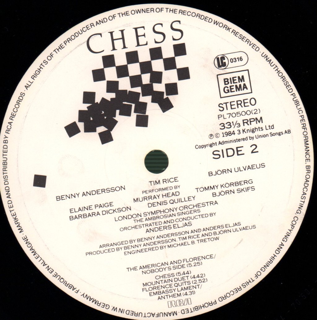 Various Artists - Chess (The Musical) - Double Lp