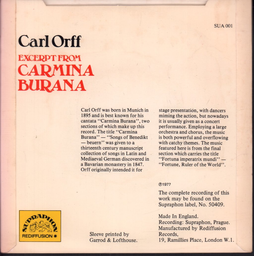 Carl Orff - Carmina Burana - 7 Inch