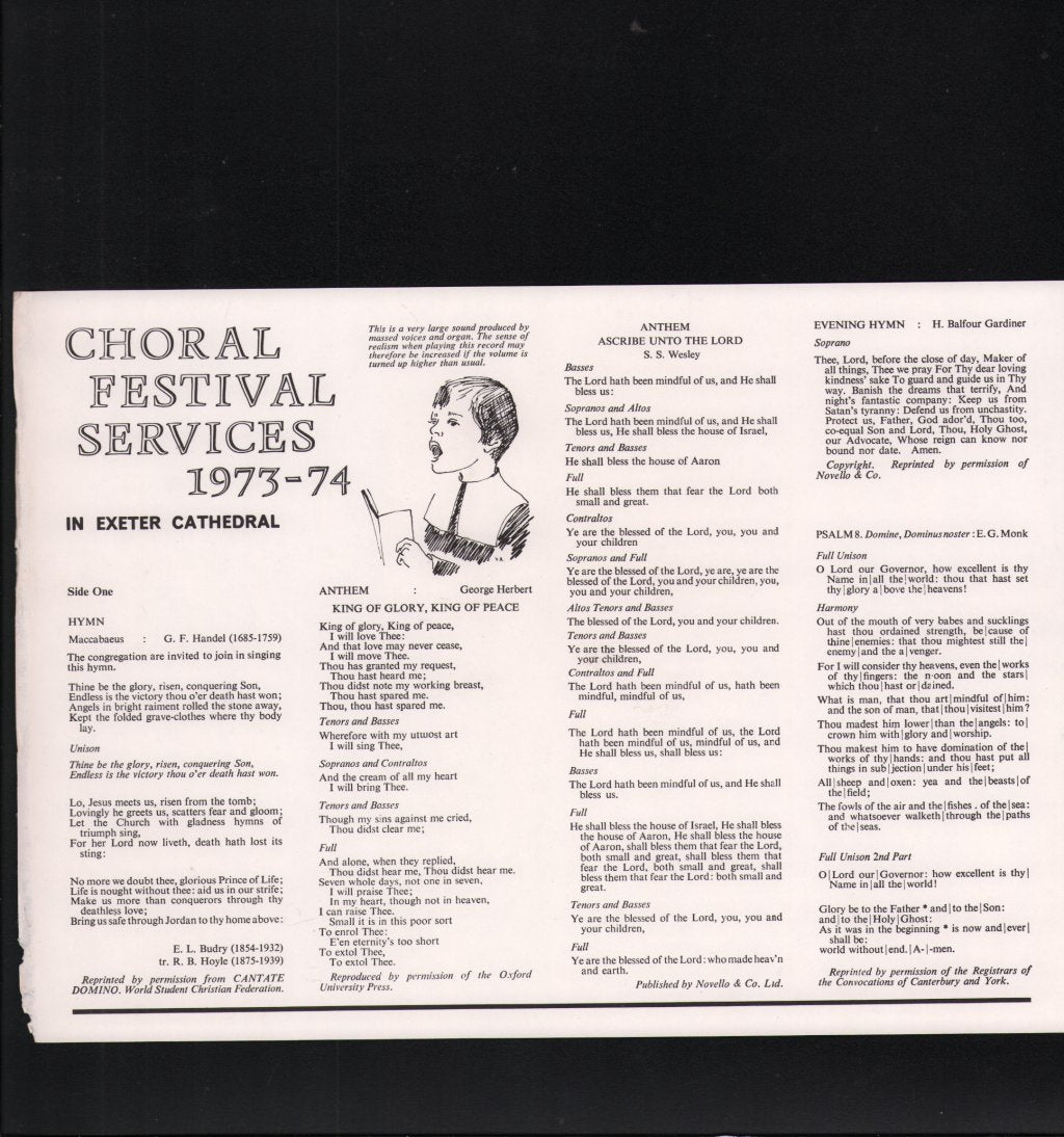 Exeter Diocesan Choral Association - Choral Festival Services 1973-4 - Lp