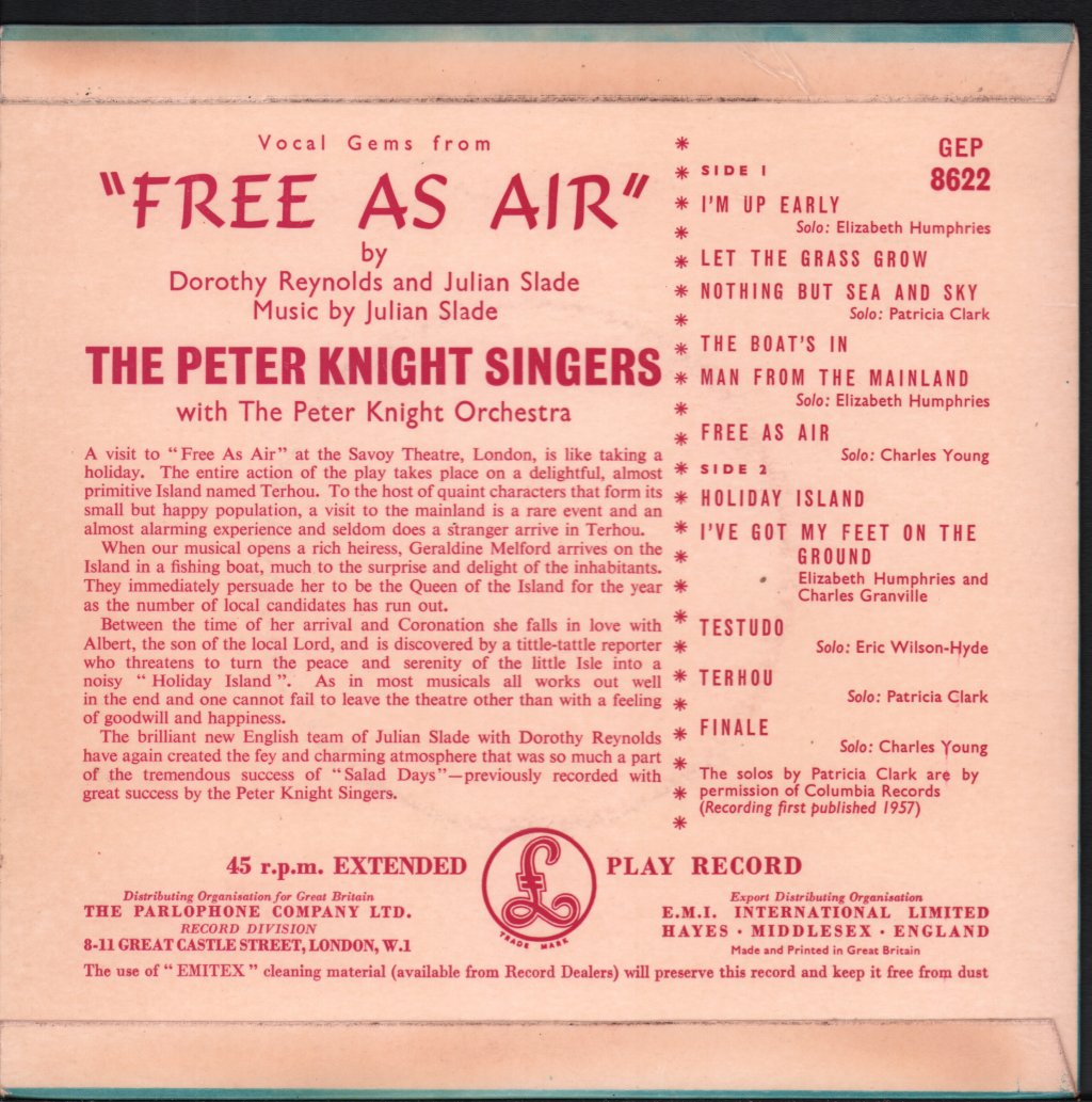 Peter Knight Singers - Vocal Gems From Free As Air - 7 Inch