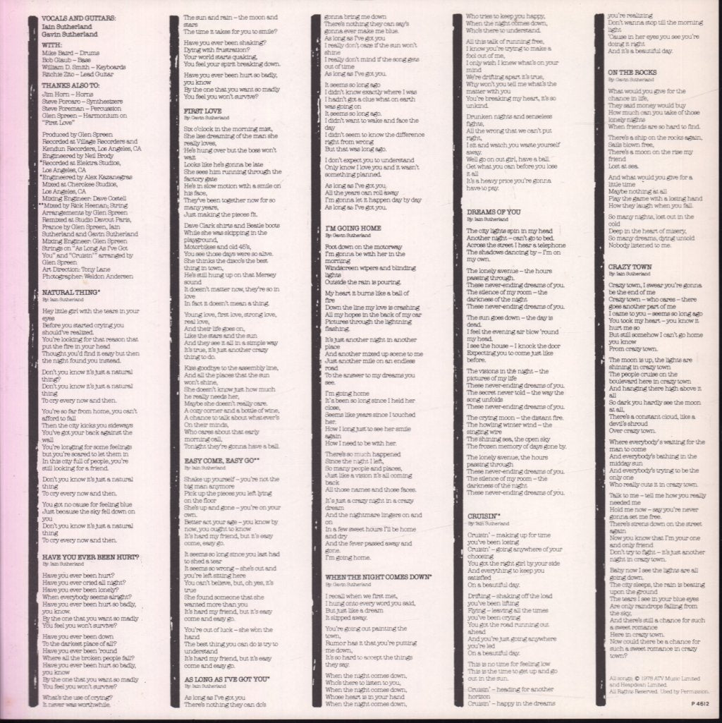 Sutherland Brothers - When The Night Comes Down - Lp
