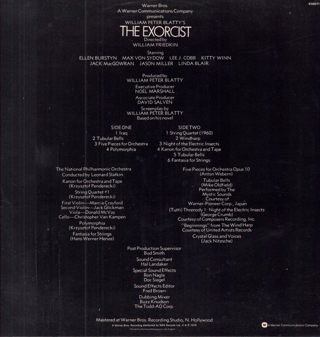 National Philharmonic Orchestra - Musical Excerpts From William Peter Blatty's The Exorcist - Lp