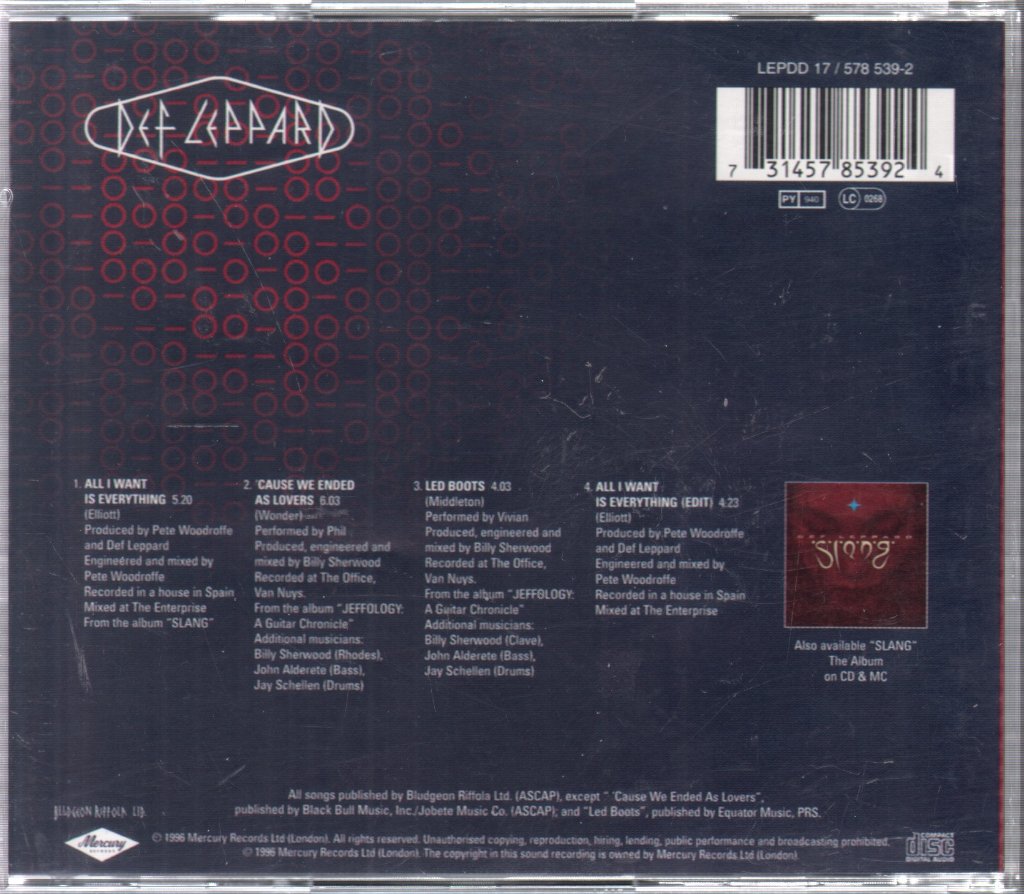 Def Leppard - All I Want Is Everything - Cd