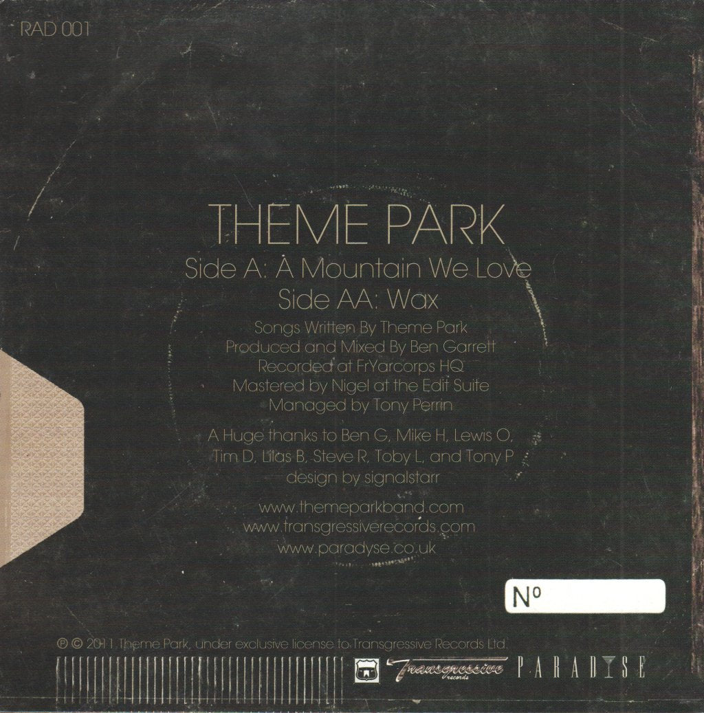 Theme Park - A Mountain We Love - 7 Inch