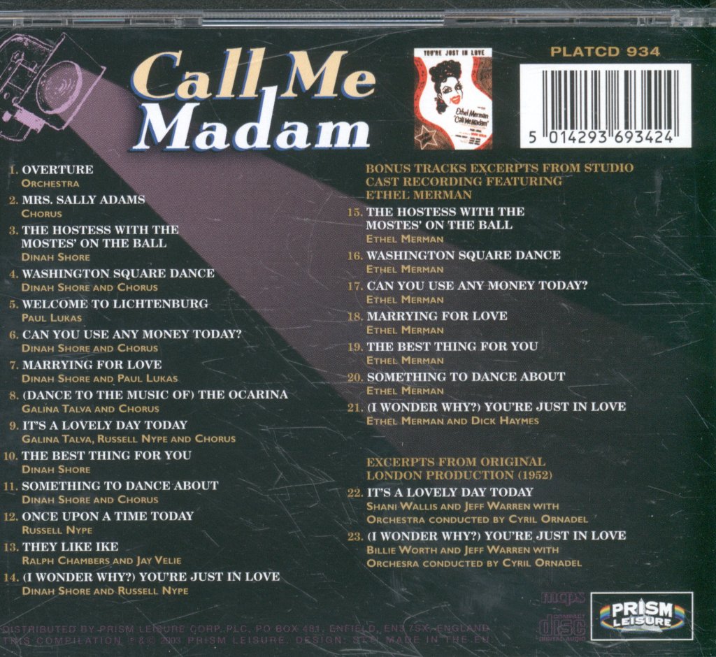 Call Me Madam - 23 original recordings - Cd