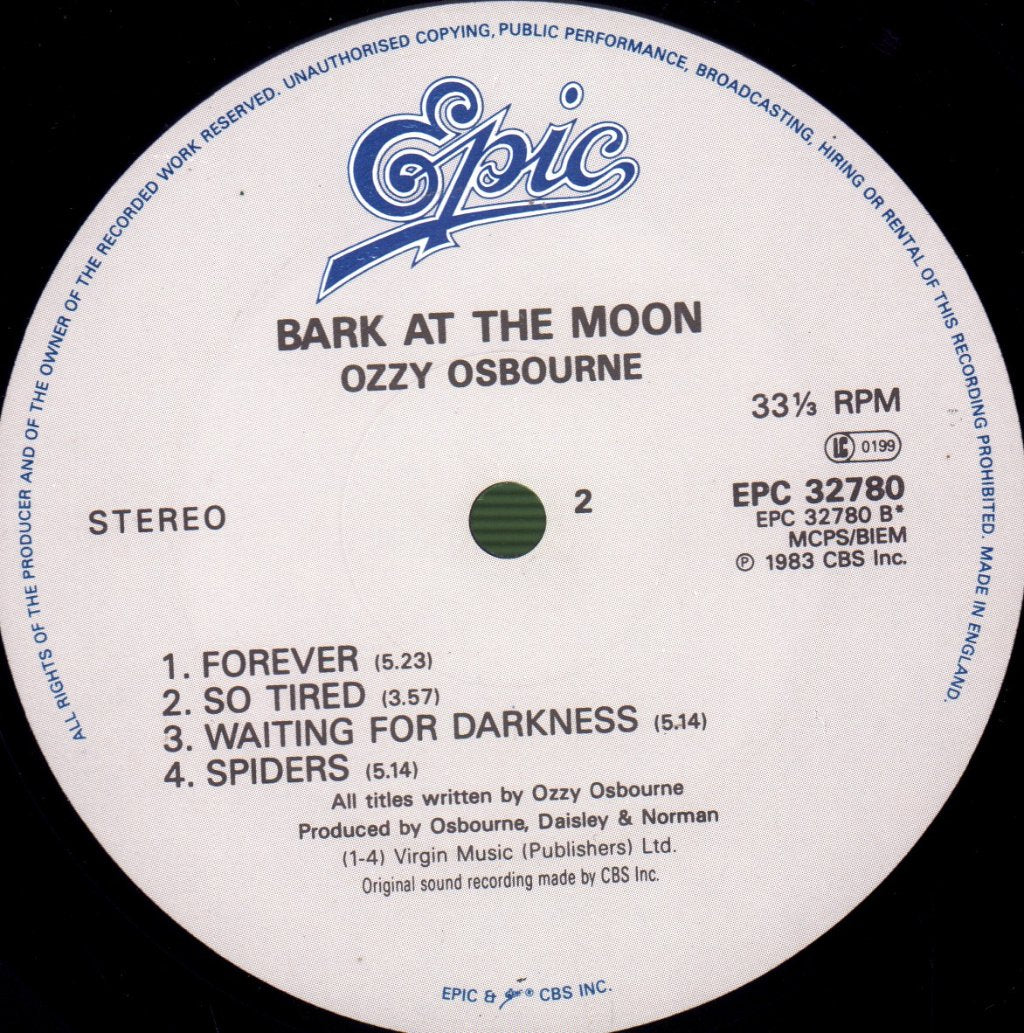 Ozzy Osbourne - Bark At The Moon - Lp