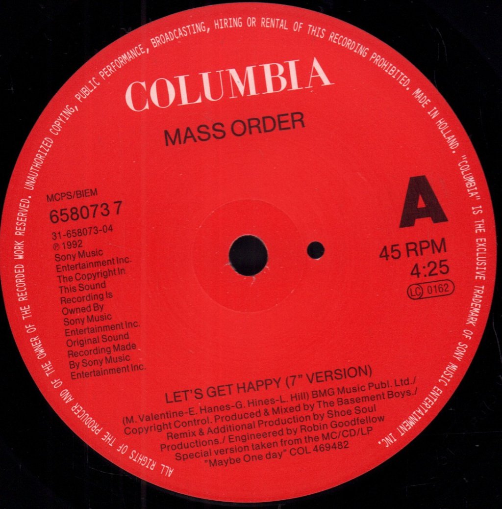 Mass Order - Let's Get Happy - 7 Inch