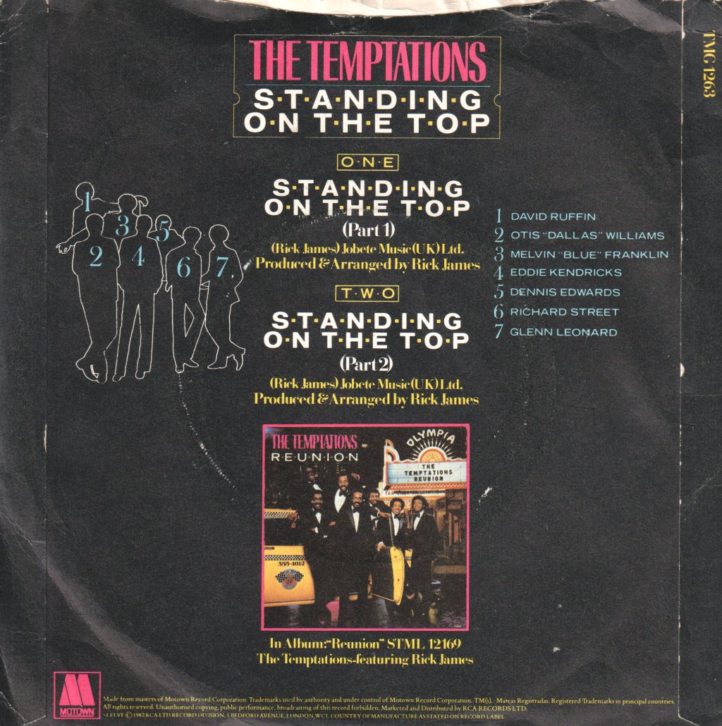 Temptations Featuring Rick James - Standing On The Top - 7 Inch