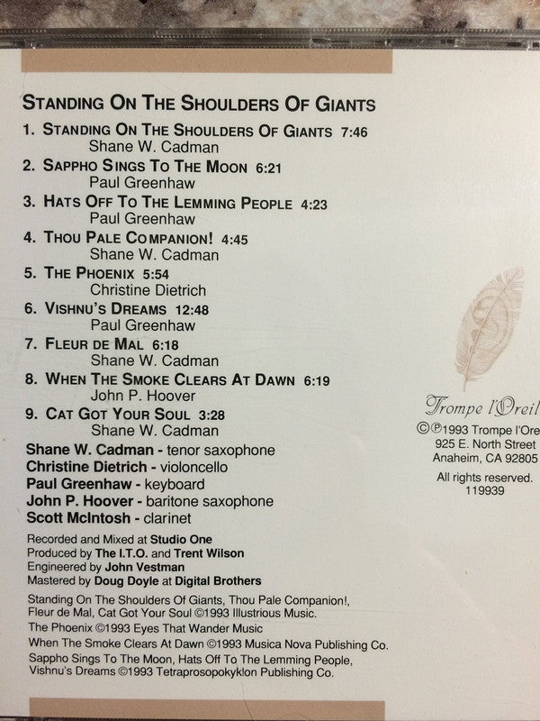 Illustrious Theatre Orchestra - Standing On The Shoulders Of Giants - Cd