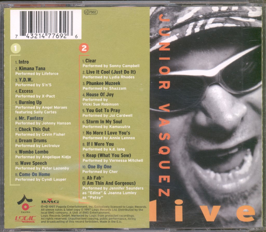 Junior Vasquez - Live (Vol. 1) - Double Cd