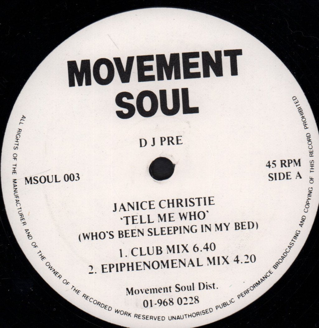 Janice Christie - Tell Me Who Who's Been Sleeping In My Bed - 12 Inch