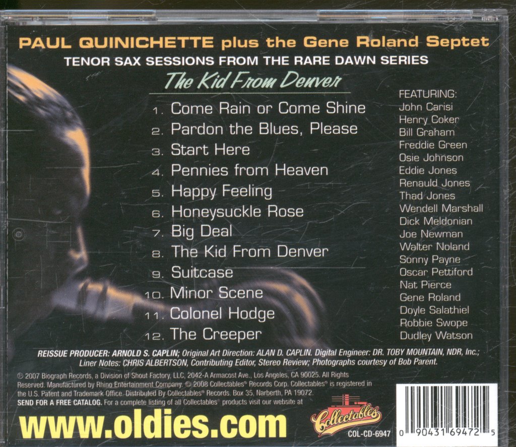 Paul Quinichette plus the Gene Roland Septet - Kid From Denver - Cd