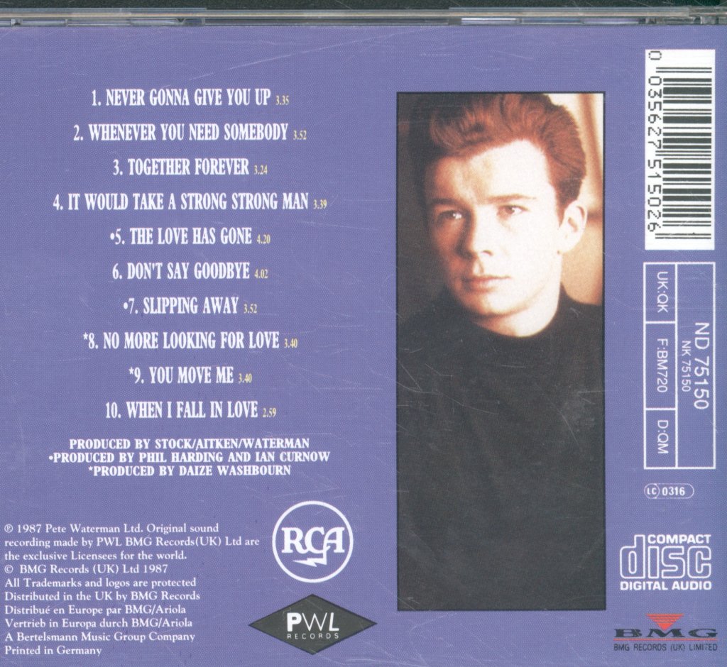 Rick Astley - Whenever You Need Somebody - Cd