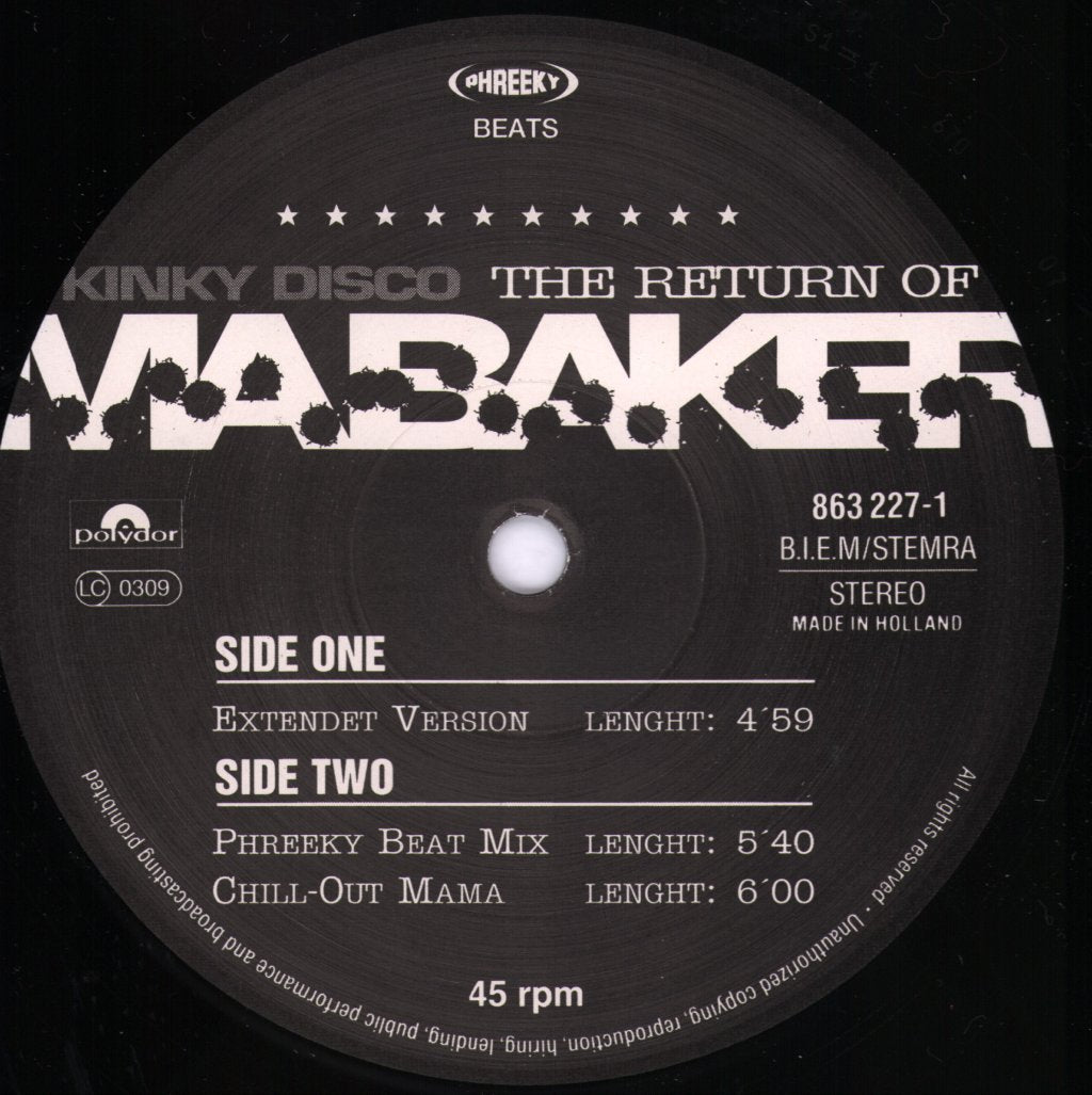 Kinky Disco - Return Of Ma Baker - 12 Inch