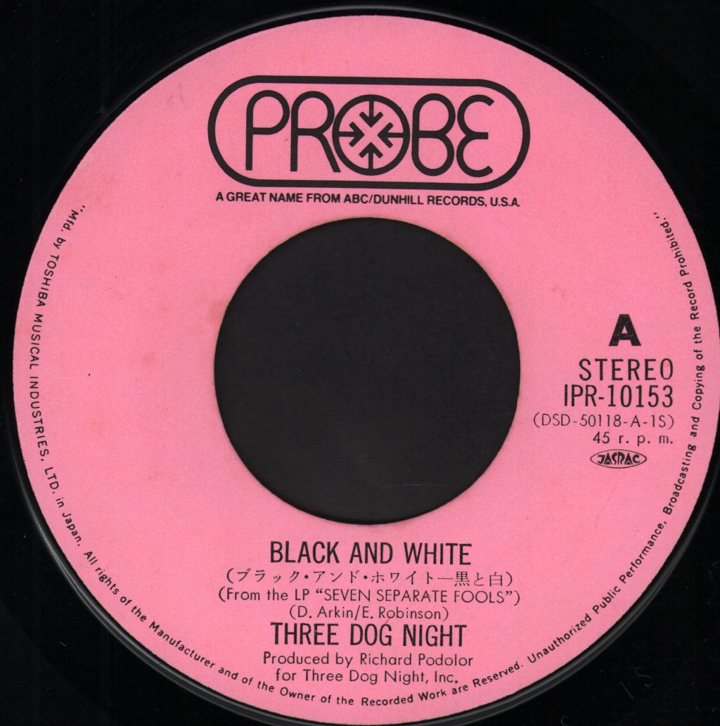 Three Dog Night - Black And White - 7 Inch