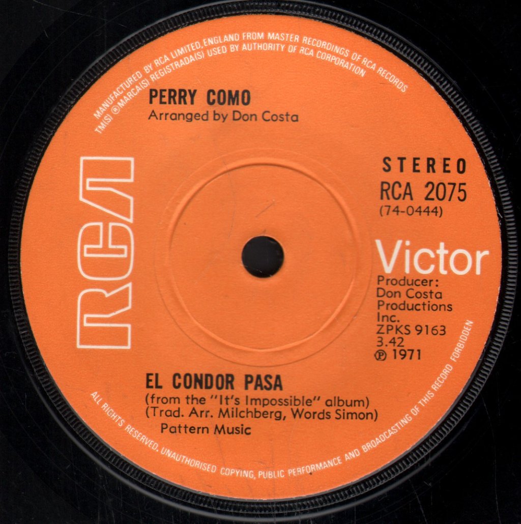 Perry Como - I Think Of You - 7 Inch