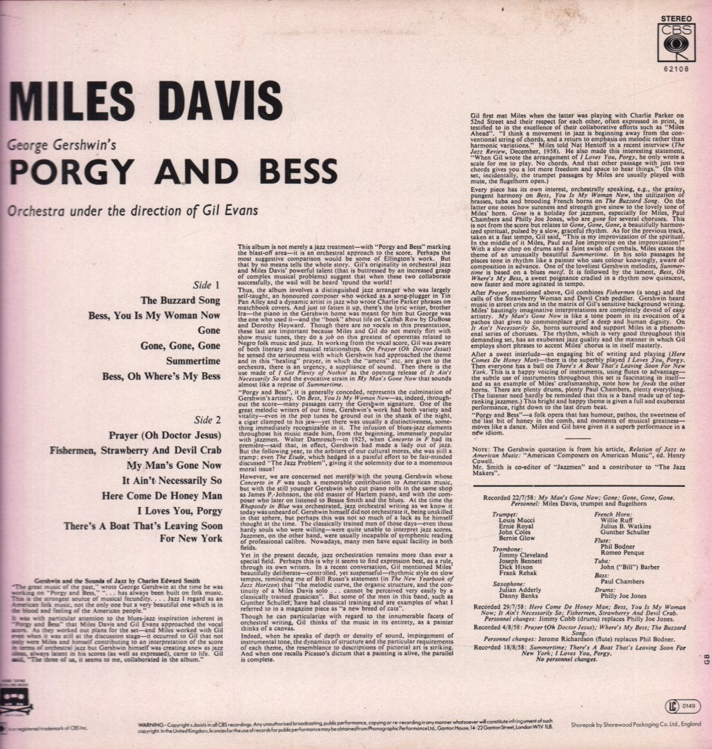 Miles Davis - Porgy And Bess - Lp