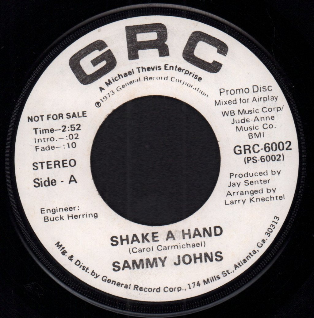 Sammy Johns - Shake A Hand - 7 Inch