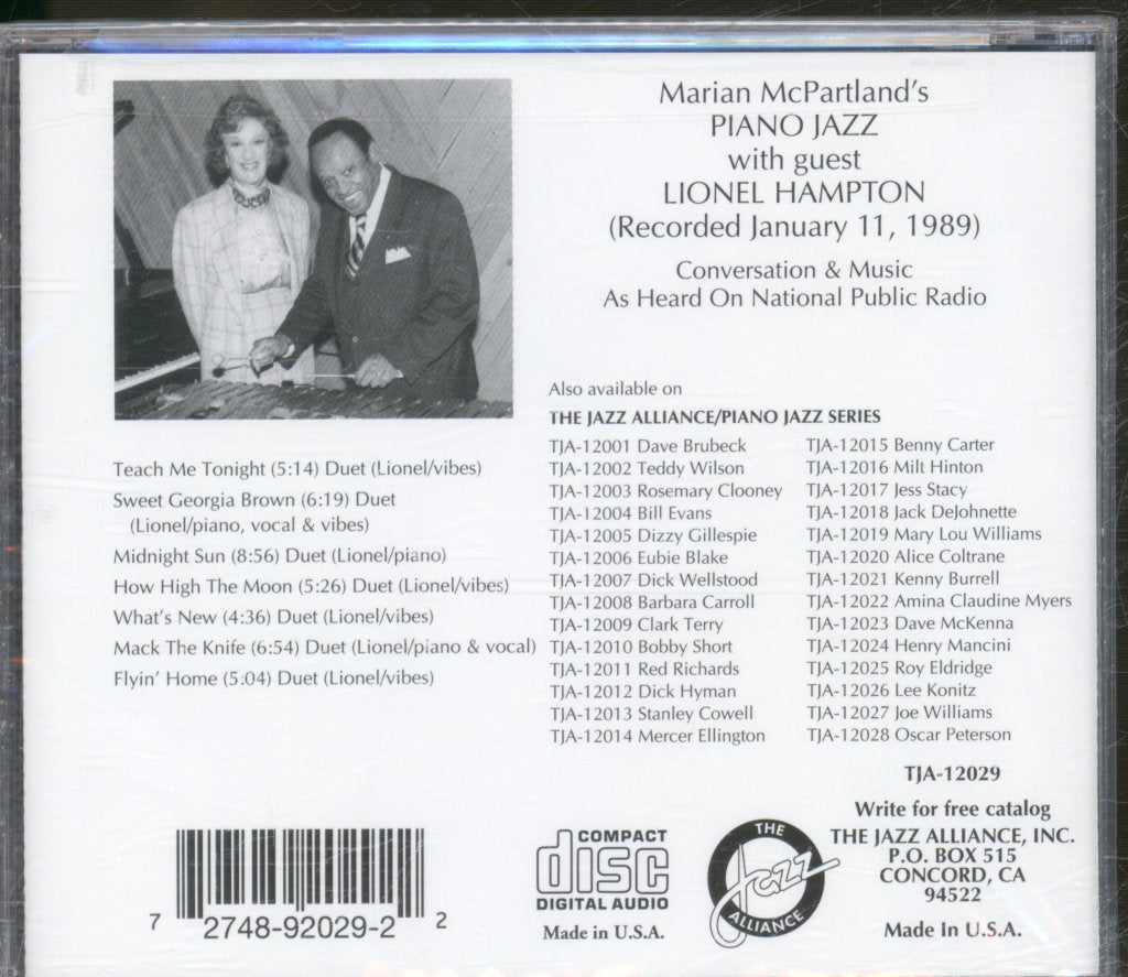 Marian McPartland With Guest Lionel Hampton - Marian McPartland's Piano Jazz - Cd