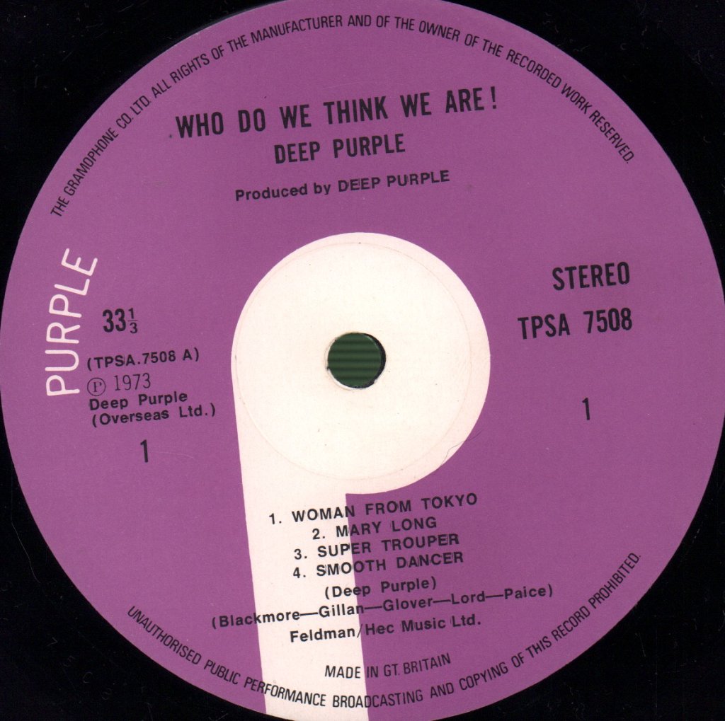 Deep Purple - Who Do We Think We Are - Lp