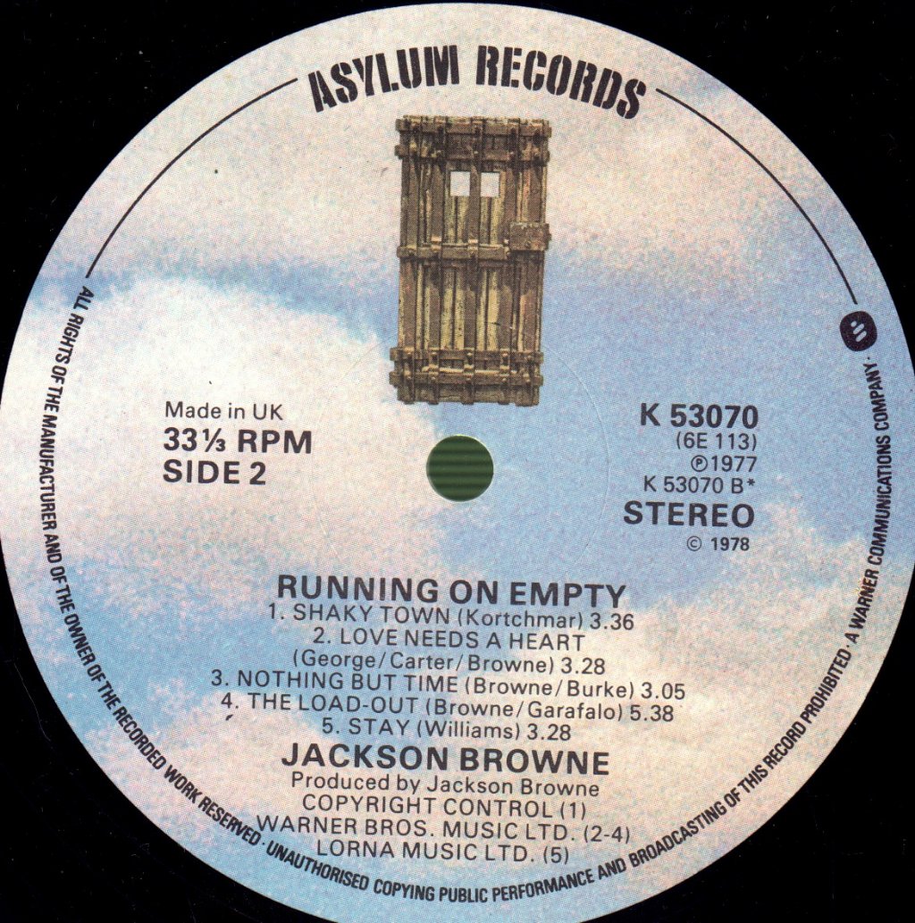 Jackson Browne - Running On Empty - Lp
