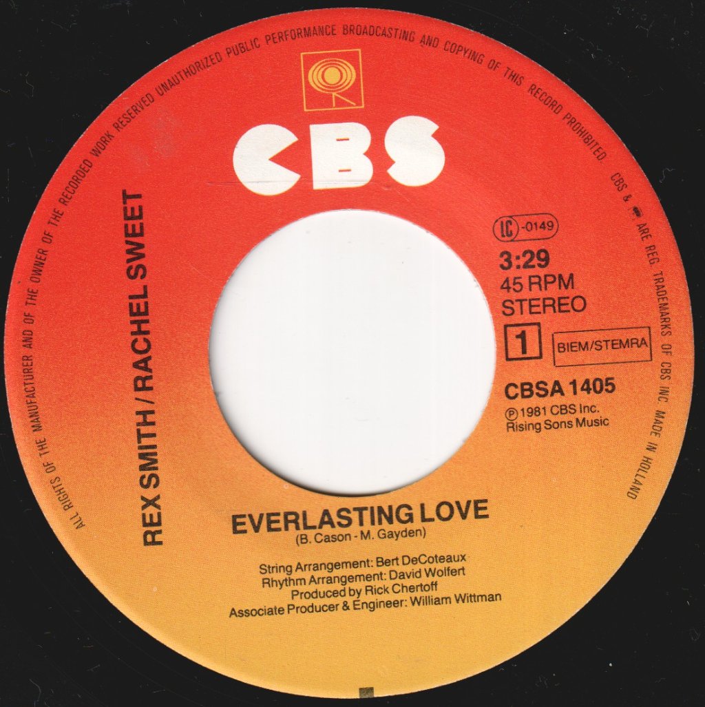 Rex Smith And Rachel Sweet - Everlasting Love - 7 Inch
